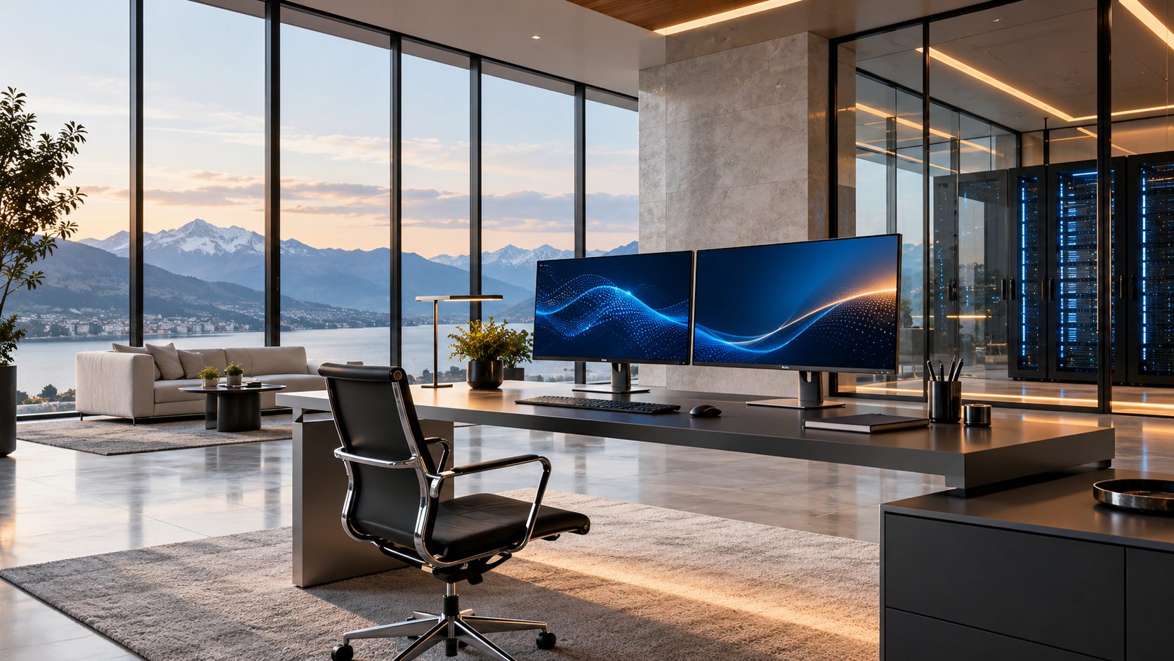 Contemporary IT workspace illustration