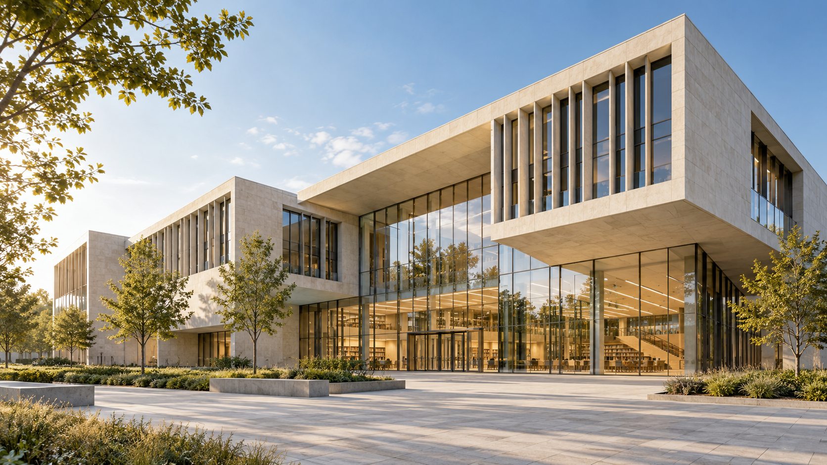 Modern university architecture illustration